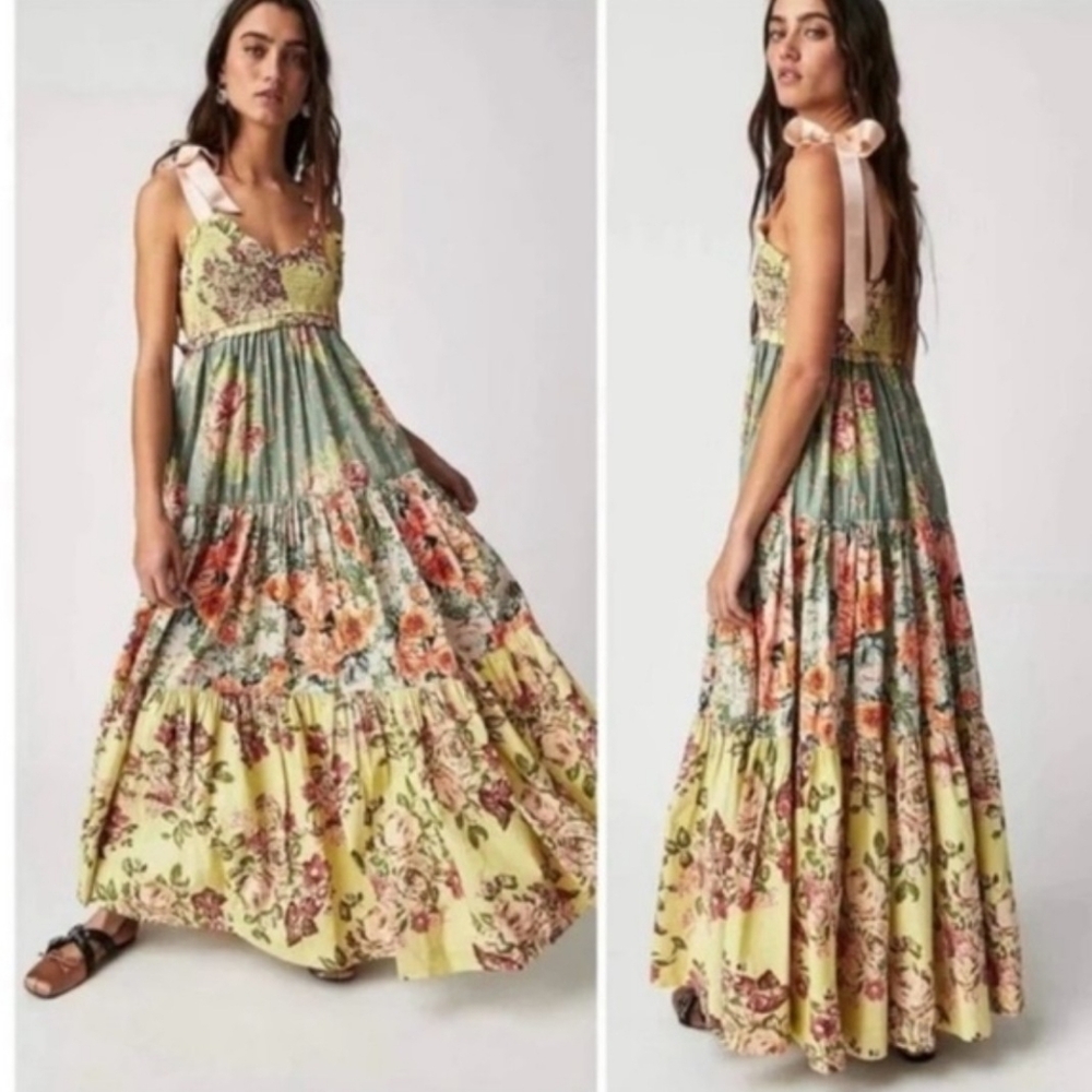 Free People Bluebell Tie Ribbon Maxi Dress Size Small. - Picture 4 of 14